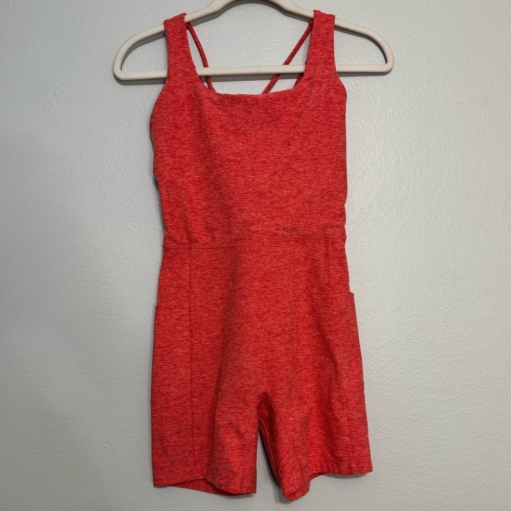 CALIA by Carrie Underwood Lustralux 5" Scoop Neck Bodysuit in Coral Heather - Picture 3 of 7